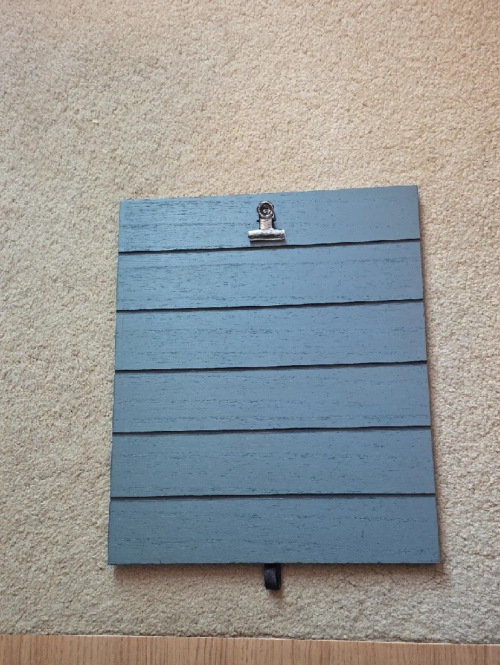 Clipboard Sign Wood Slat with Metal Clip Slate Gray Display